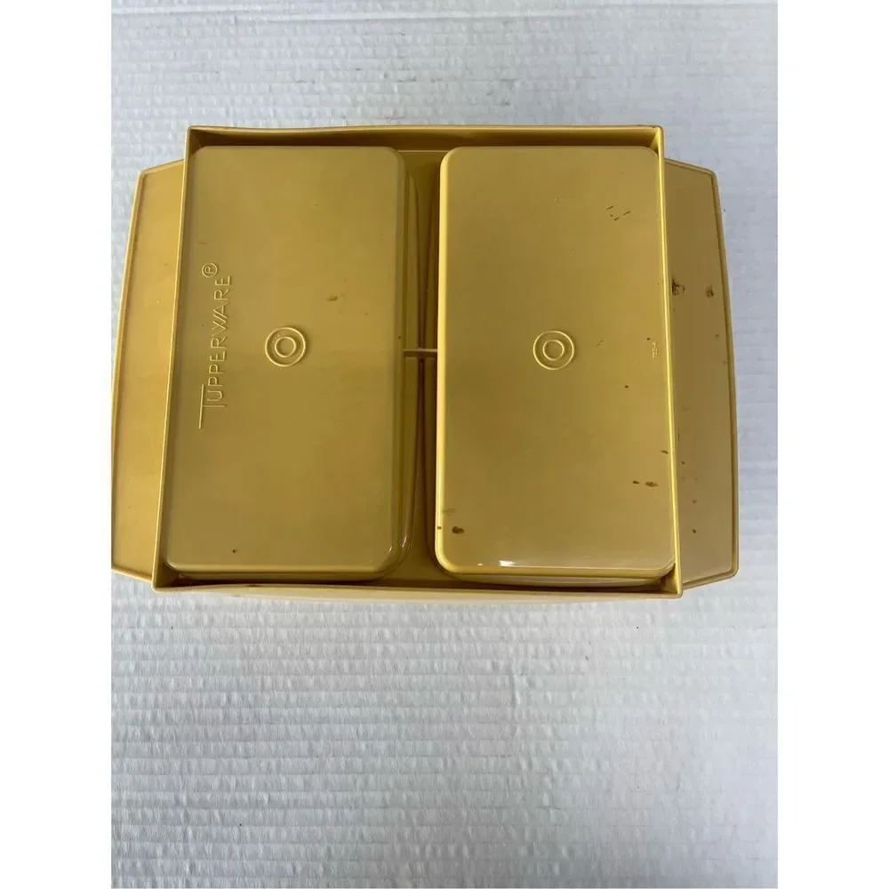 Vintage Tupperware 723-1 Deviled EGG Holder Carrier Yellow w/ Sheer‎ Lid 70's